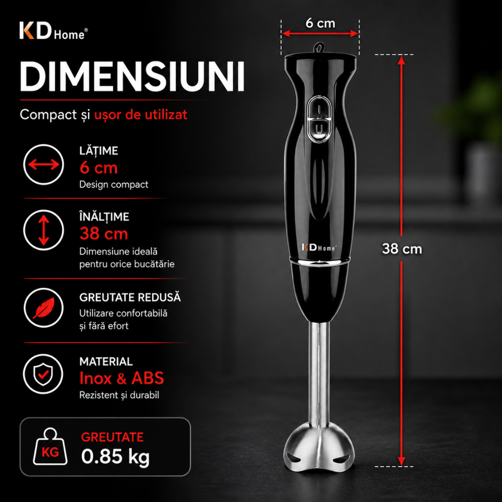 Mixer Vertical tip Blender KD Home VertiBlend, Negru
