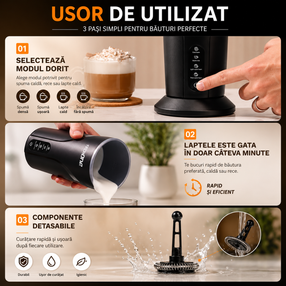 Aparat Spuma Lapte 4 in 1 Techone Milky Froth
