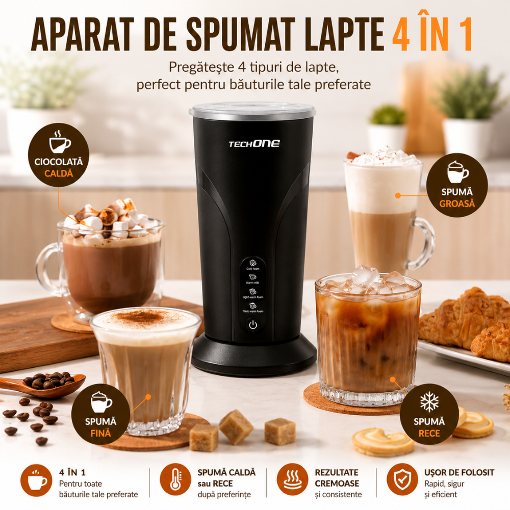 Aparat Spuma Lapte 4 in 1 Techone Milky Froth