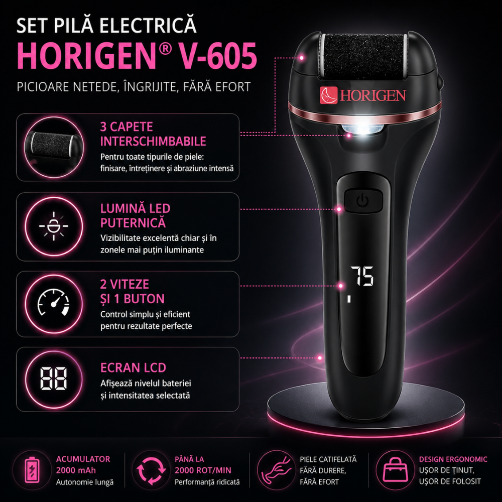 Set Pila Electrica Horigen V-605 Pentru Talpi Si Calcaie