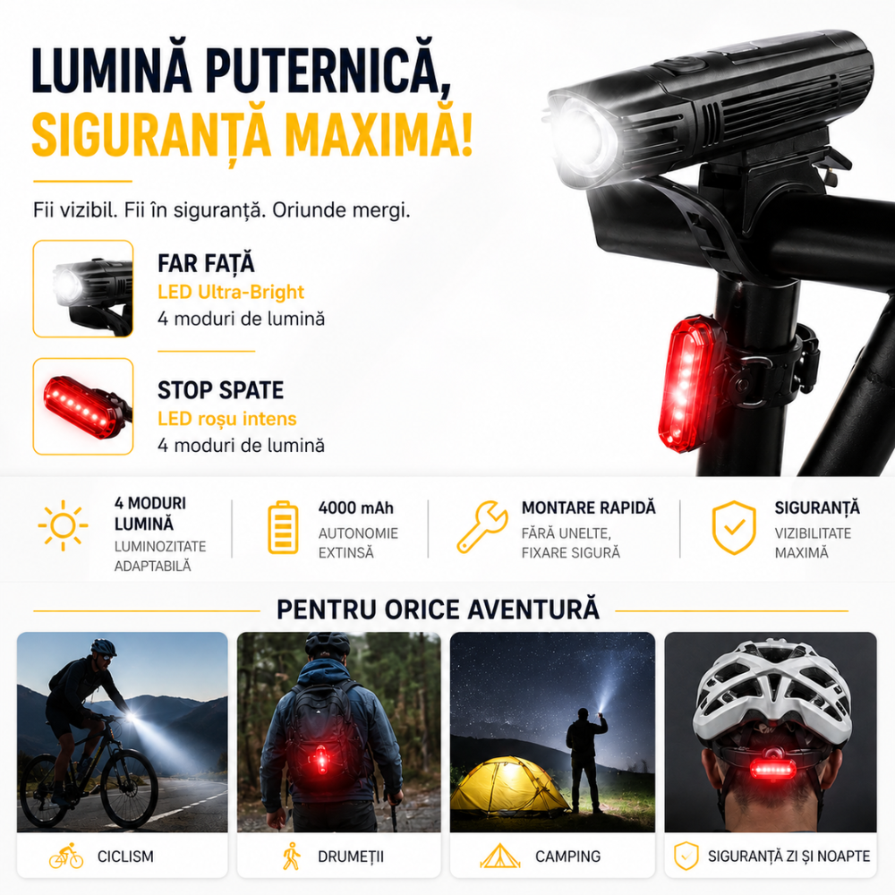 Set Far si Stop Bicicleta Huerler Lightly Pro