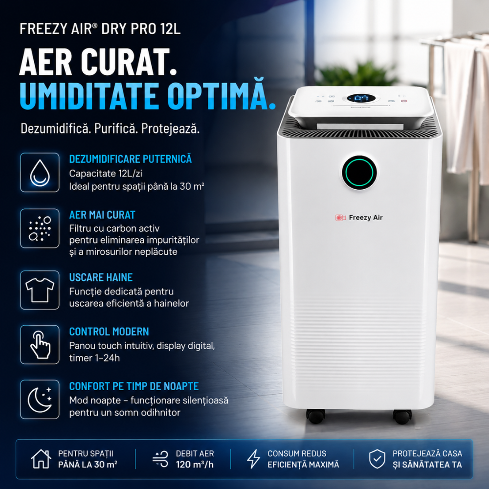 Dezumidificator si purificator aer Freezy Air Dry Pro 12L