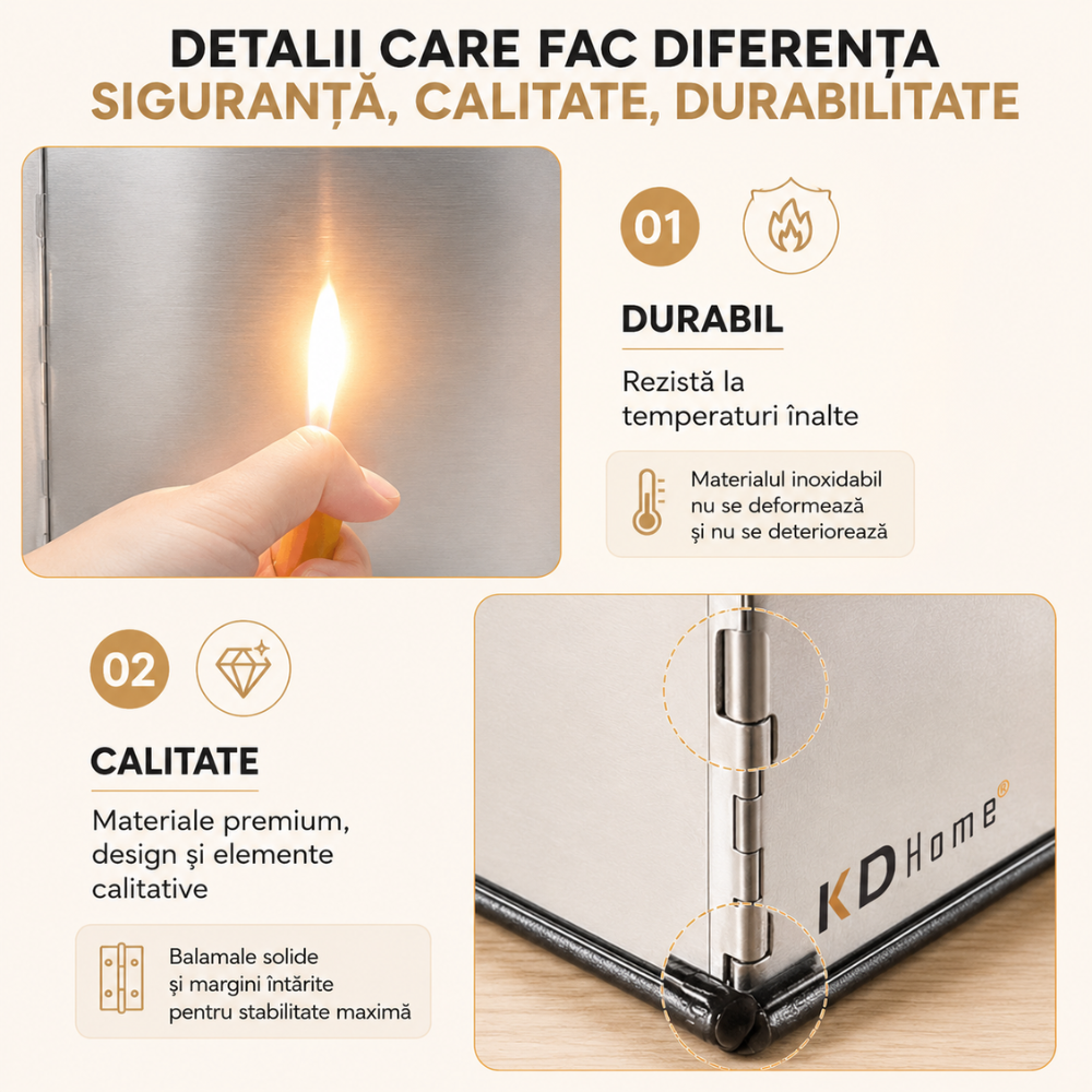 Placa de Protectie Aragaz Anti-Stropi Ulei Dubla KD Home SplatterShield Pro, Argintiu