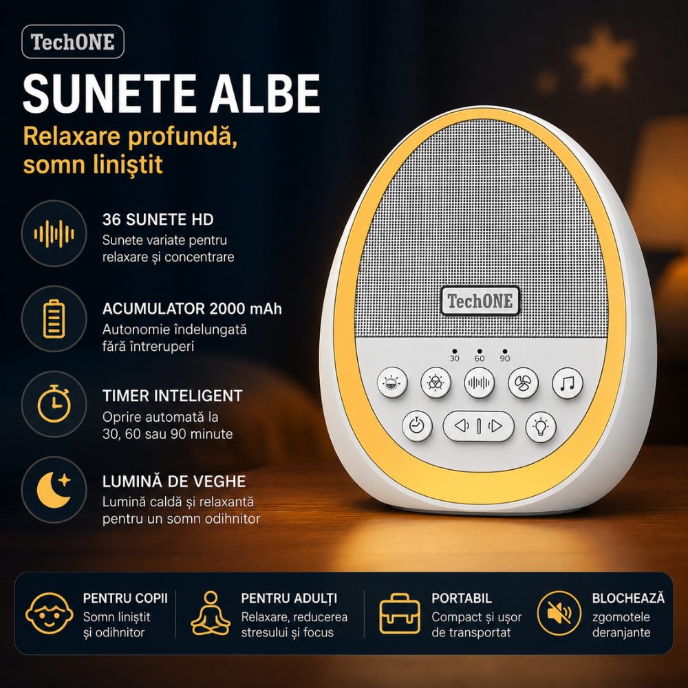 Dispozitiv Sunete Albe Techone W06 29 Sunete HD