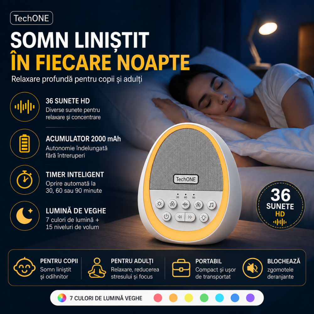 Dispozitiv Sunete Albe Techone W06 29 Sunete HD
