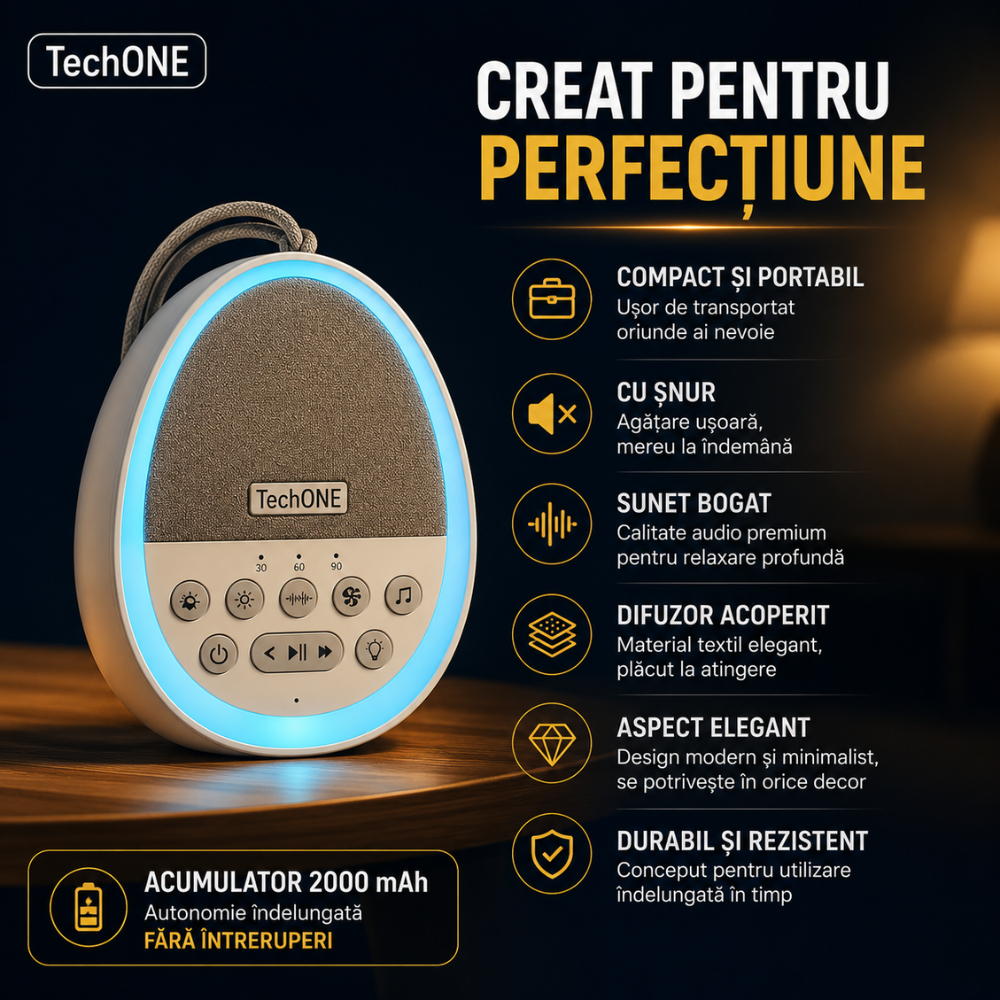 Dispozitiv Sunete Albe Techone W06 29 Sunete HD