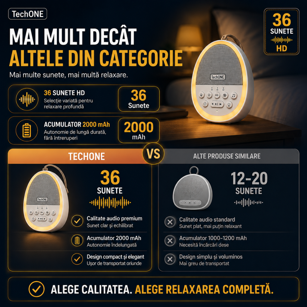 Dispozitiv Sunete Albe Techone W06 29 Sunete HD