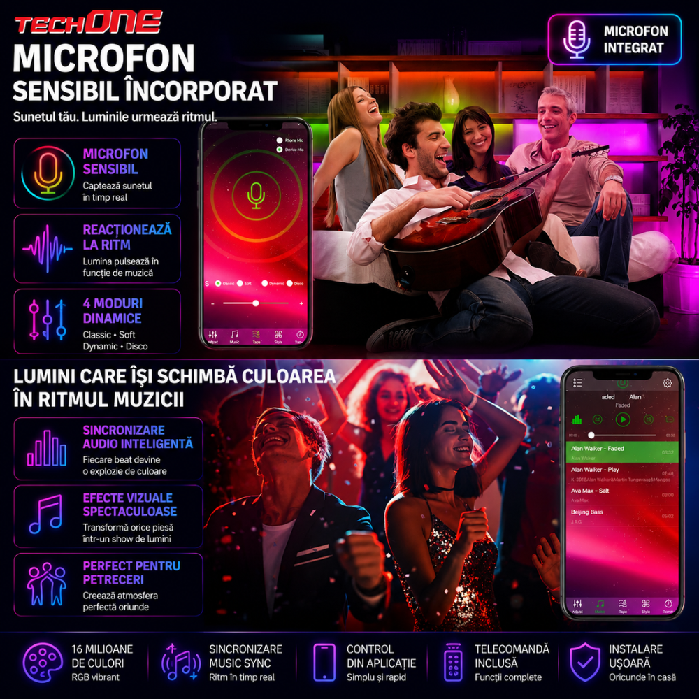 Kit Banda LED Techone Smart RGB 30 Metri (2 X 13.5m)