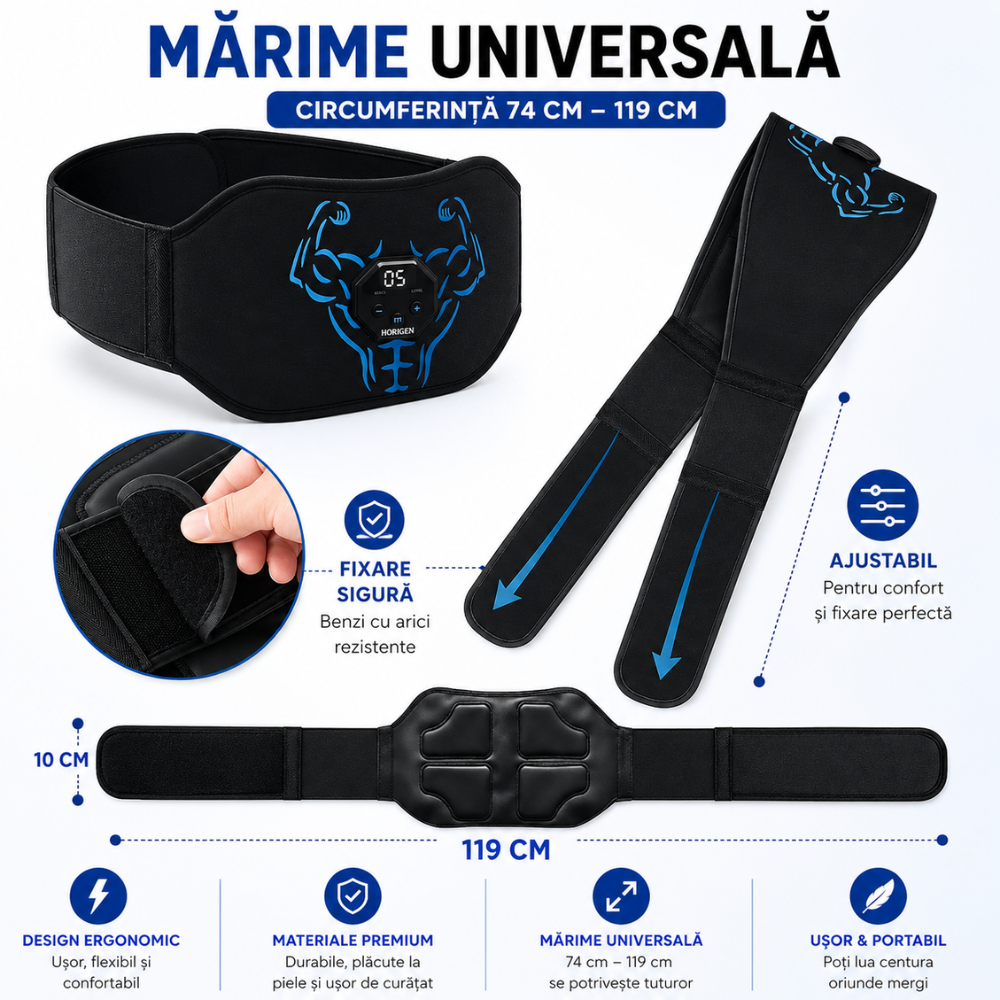 Centura Electrostimulare Abdomen Horigen Abs Fit
