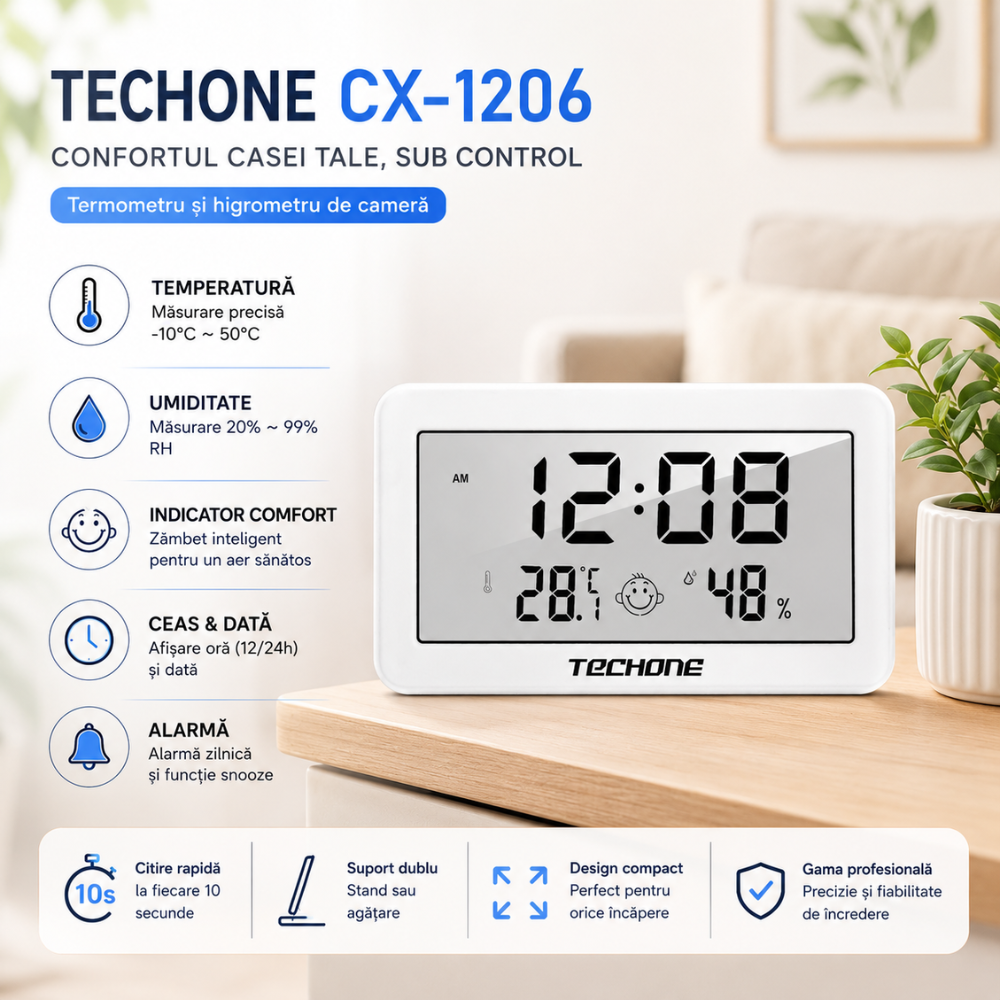 Termometru si higrometru de camera Techone CX-1206