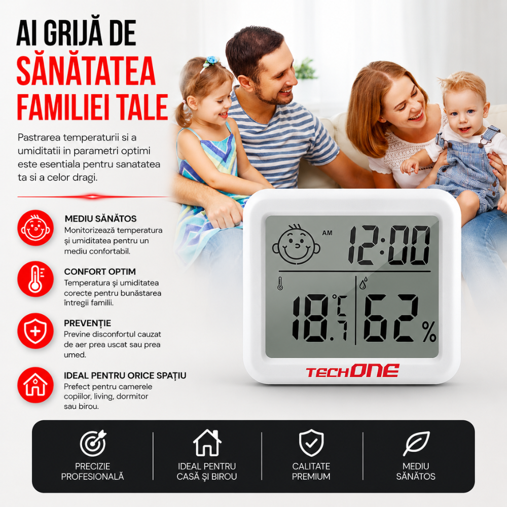 Termometru si higrometru de camera Techone CX-0813