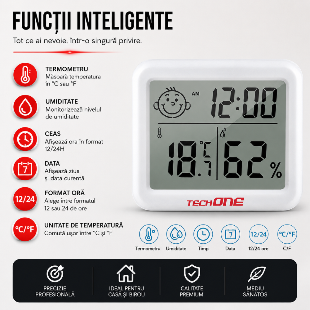 Termometru si higrometru de camera Techone CX-0813