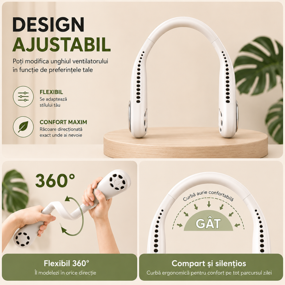 Mini ventilator portabil pentru gat, KD Home F60