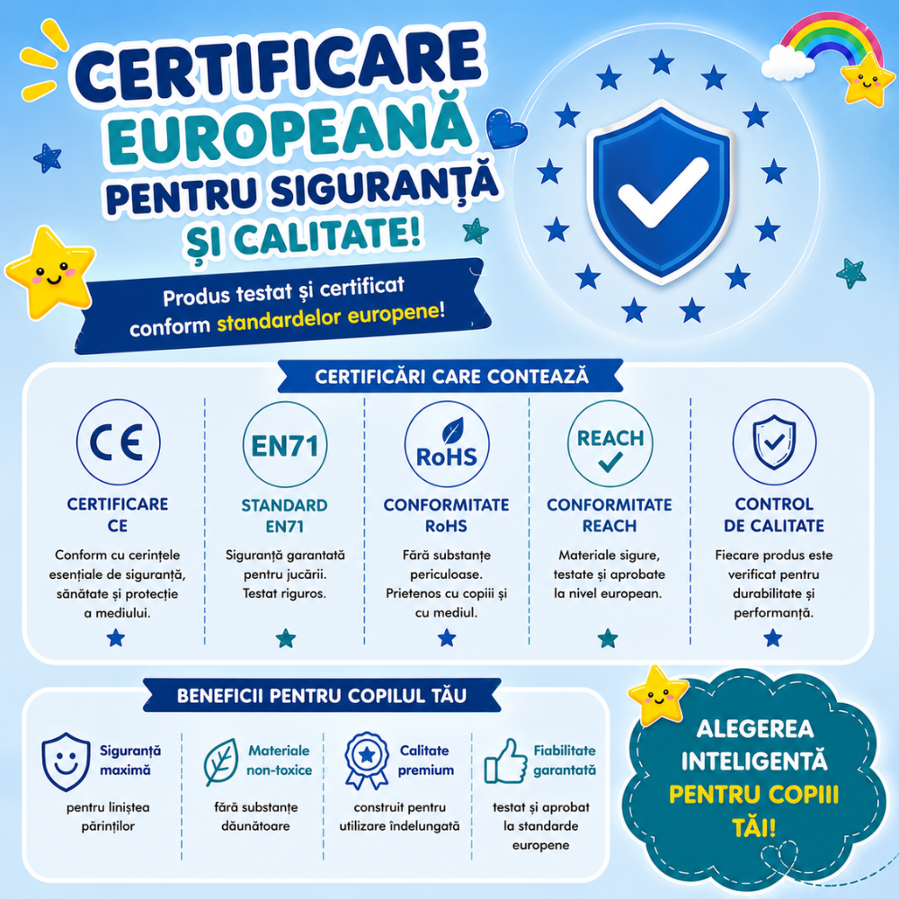 Trotineta copii 3 in 1 KidProtect Ultra Safe, Albastru
