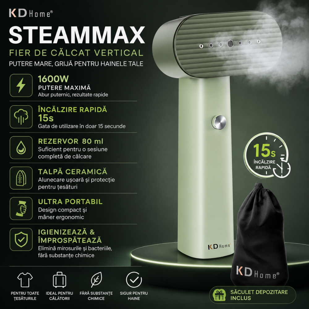 Fier De Calcat Vertical KD Home SteamMax, Verde