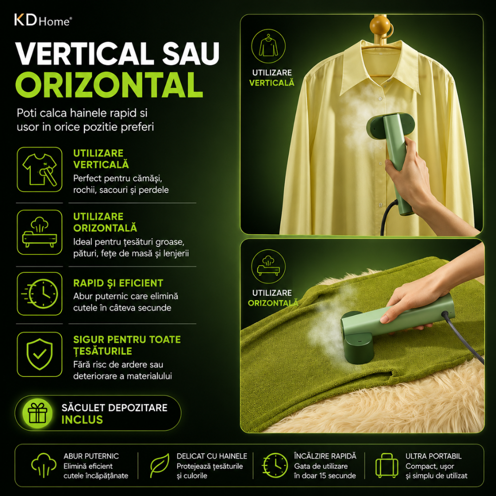 Fier De Calcat Vertical KD Home SteamMax, Verde