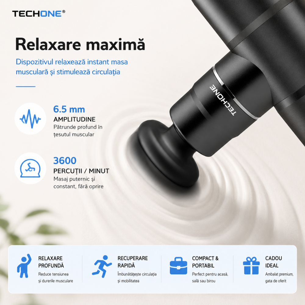 Aparat Pentru Masaj Profesional Tip Pistol Techone Mini Relax