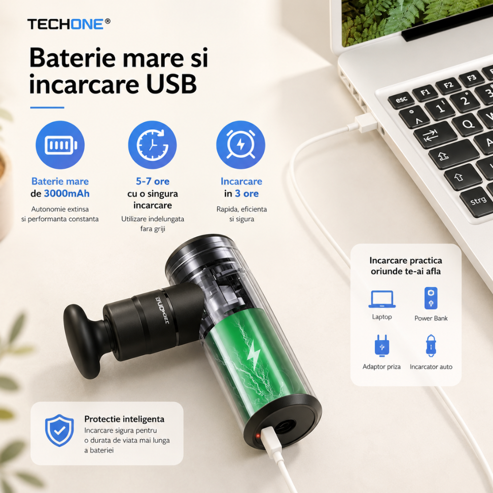 Aparat Pentru Masaj Profesional Tip Pistol Techone Mini Relax