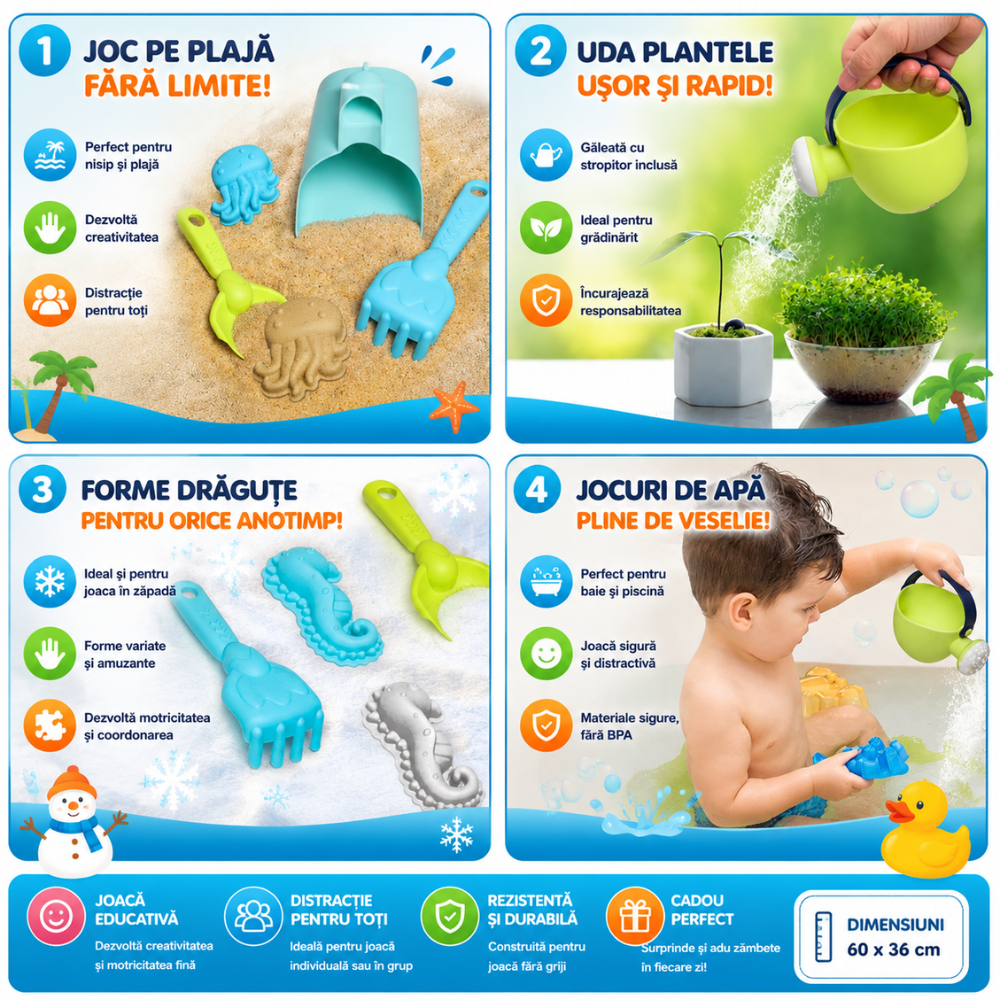 Masuta de Joaca Copii 2 in 1 Pentru Nisip si Apa KidProtect Sandy Beach Pro
