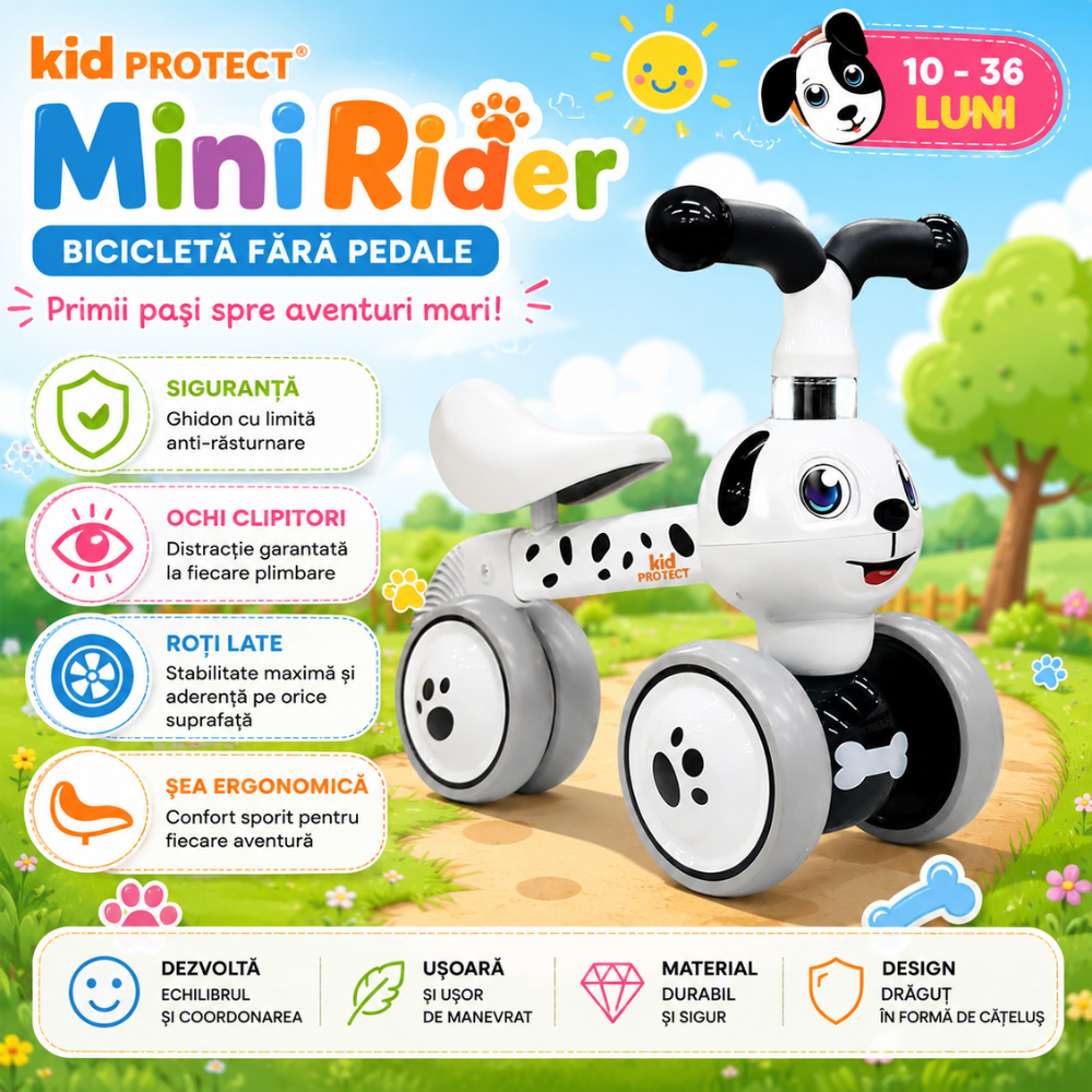 Bicicleta Fara Pedale Catelus Copii KidProtect MiniRider