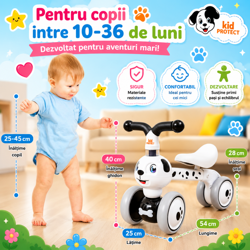 Bicicleta Fara Pedale Catelus Copii KidProtect MiniRider