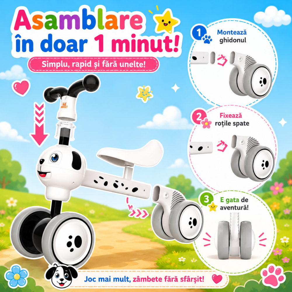 Bicicleta Fara Pedale Catelus Copii KidProtect MiniRider