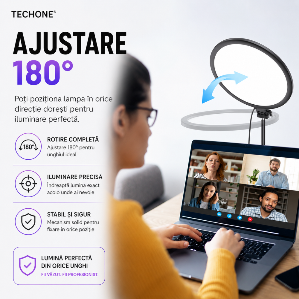 Lampa Circulara Ring Light Profesionala Techone Live Pro