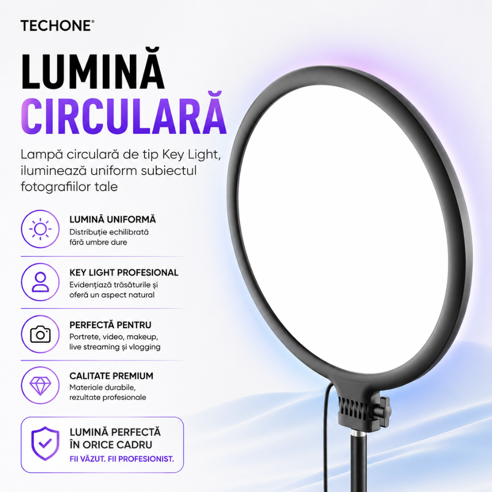 Lampa Circulara Ring Light Profesionala Techone Live Pro