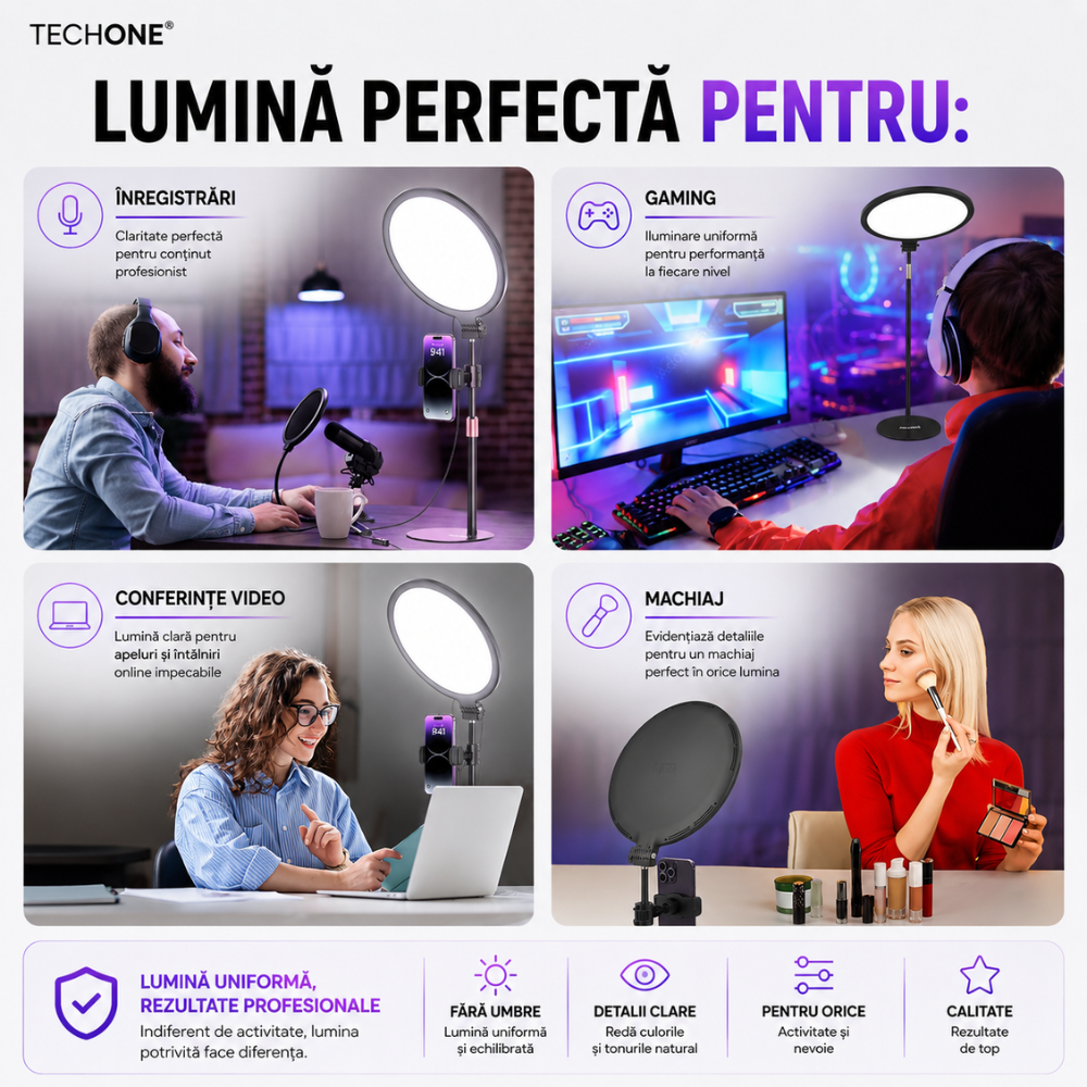 Lampa Circulara Ring Light Profesionala Techone Live Pro