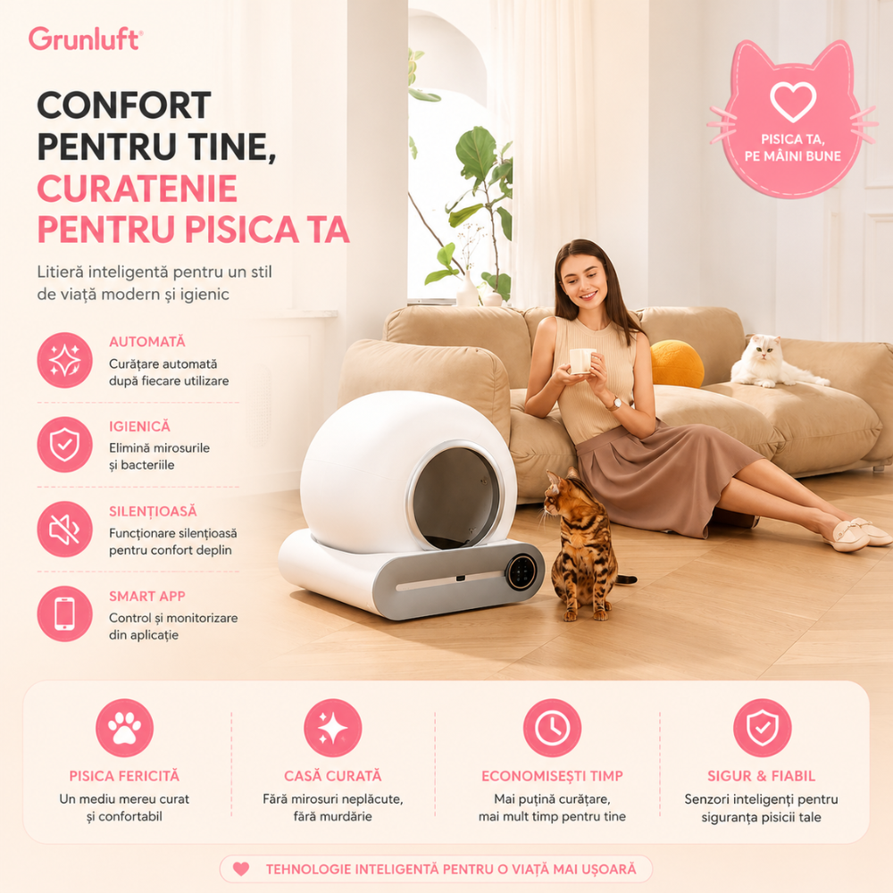 Litiera Automata Smart Pisici Grunluft PurrfectLitter