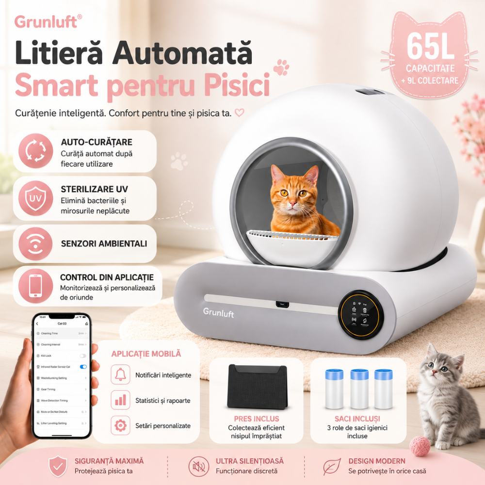 Litiera Automata Smart Pisici Grunluft PurrfectLitter