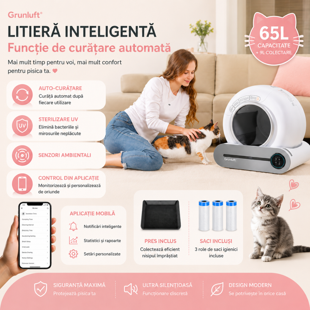 Litiera Automata Smart Pisici Grunluft PurrfectLitter