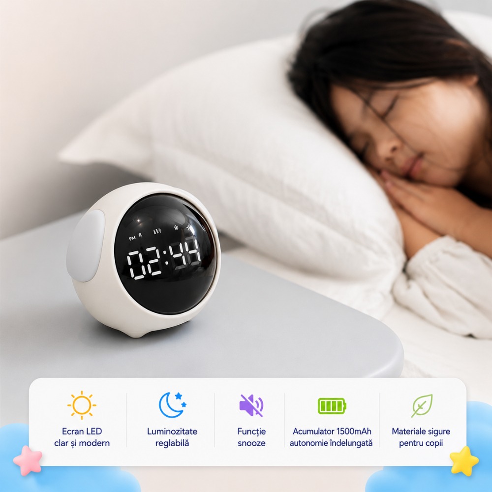 Ceas digital cu alarma copii KD Home Emoji