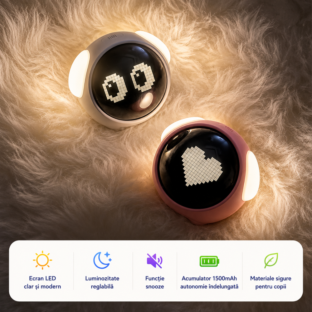 Ceas digital cu alarma copii KD Home Emoji