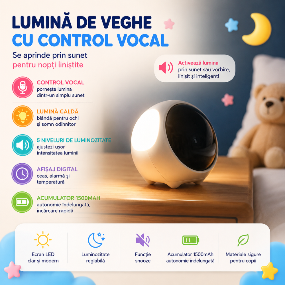 Ceas digital cu alarma copii KD Home Emoji