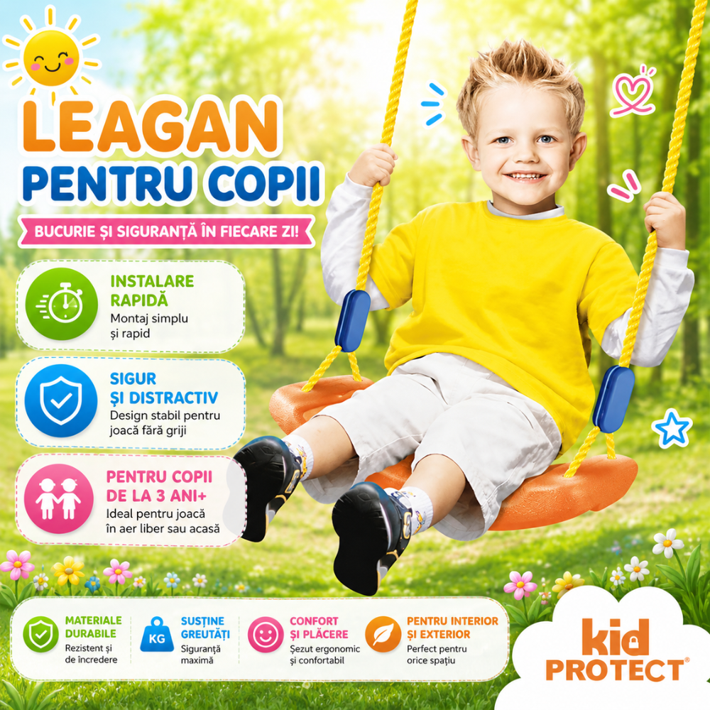 Leagan Pentru Copii KidProtect Sunny Swing, Maro