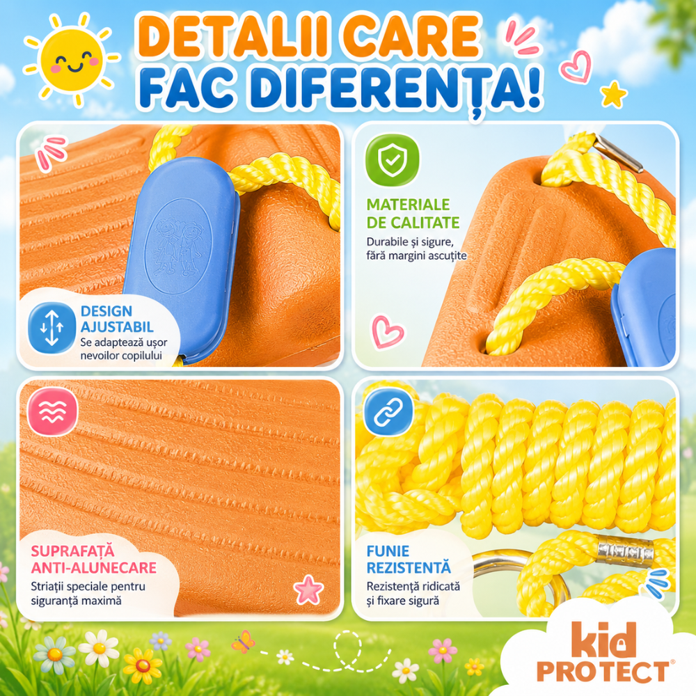 Leagan Pentru Copii KidProtect Sunny Swing, Maro