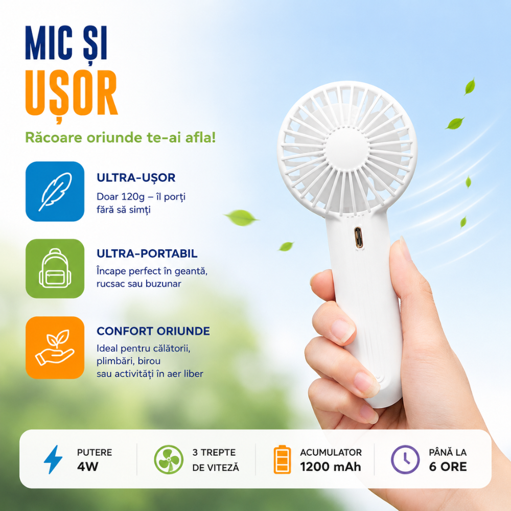 Mini ventilator portabil KD Home F851