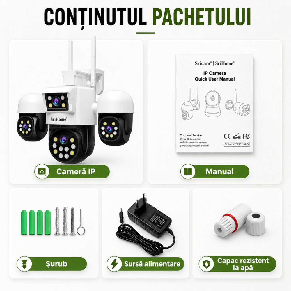 Camera Cvadrupla De Supraveghere Video WIFI CCTV SriHome™ SH069 Plus