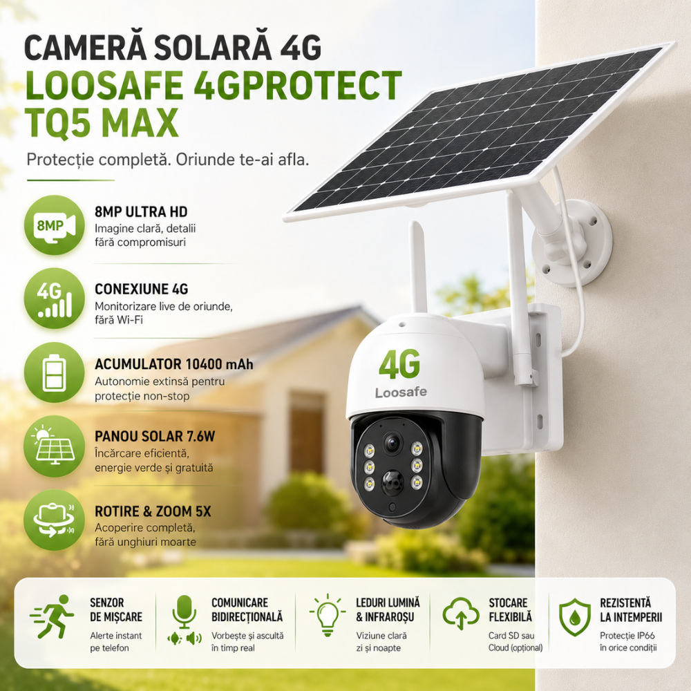 Camera de Supraveghere Solara 4G Loosafe 4GProtect TQ5 Max