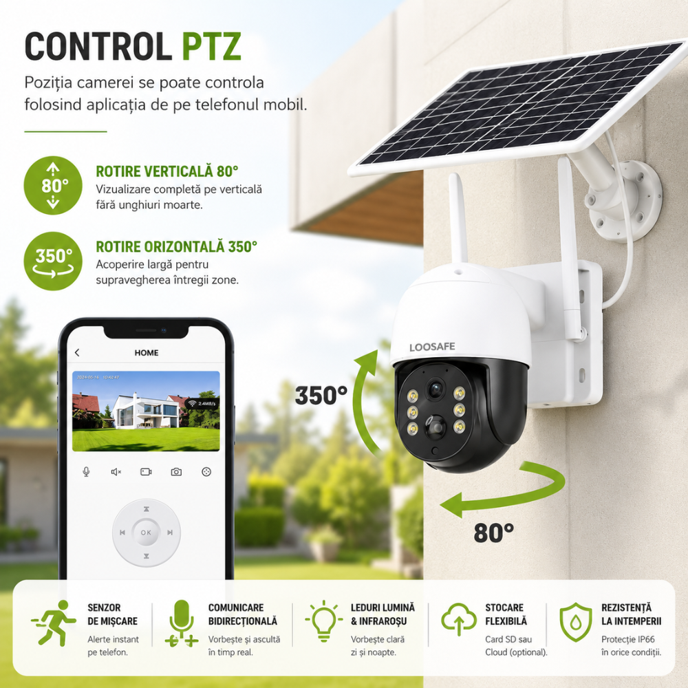 Camera de Supraveghere Solara WIFI Loosafe WiFiGuard TQ5+, 8MP, Negru