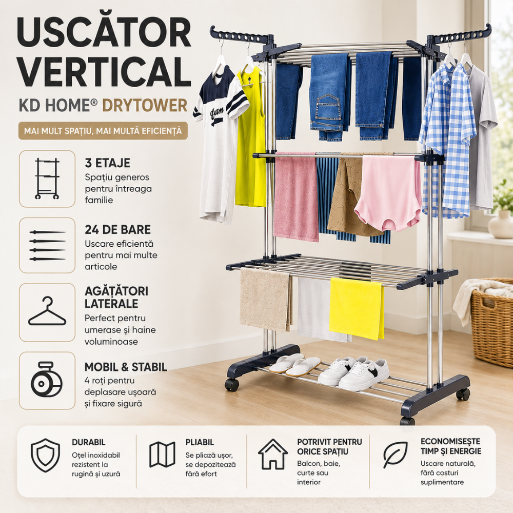 Uscator De Rufe Vertical KD Home DryTower
