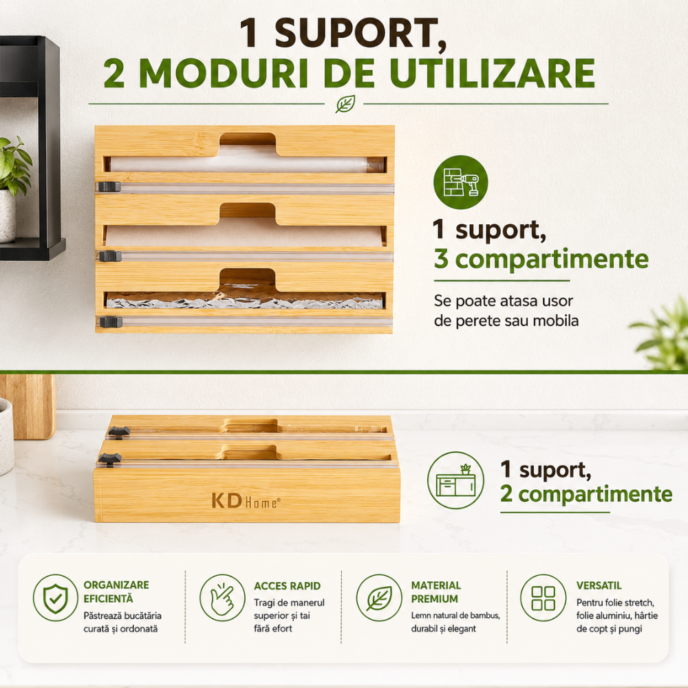 Suport Rola Hartie de Bucatarie KD Home Stretch Master, Maro
