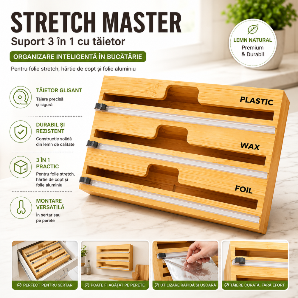 Suport Rola Hartie de Bucatarie KD Home Stretch Master, Maro