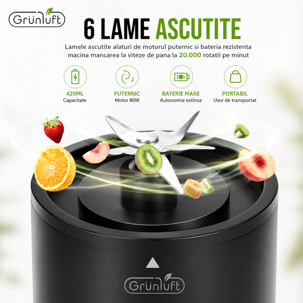 Mini Blender Electric, Grunluft Easy Mix
