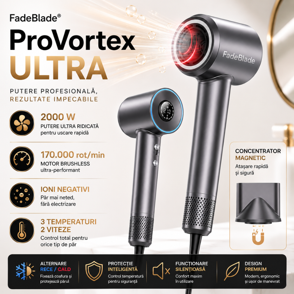 Uscator de Par Profesional FadeBlade ProVortex Ultra,  Gri