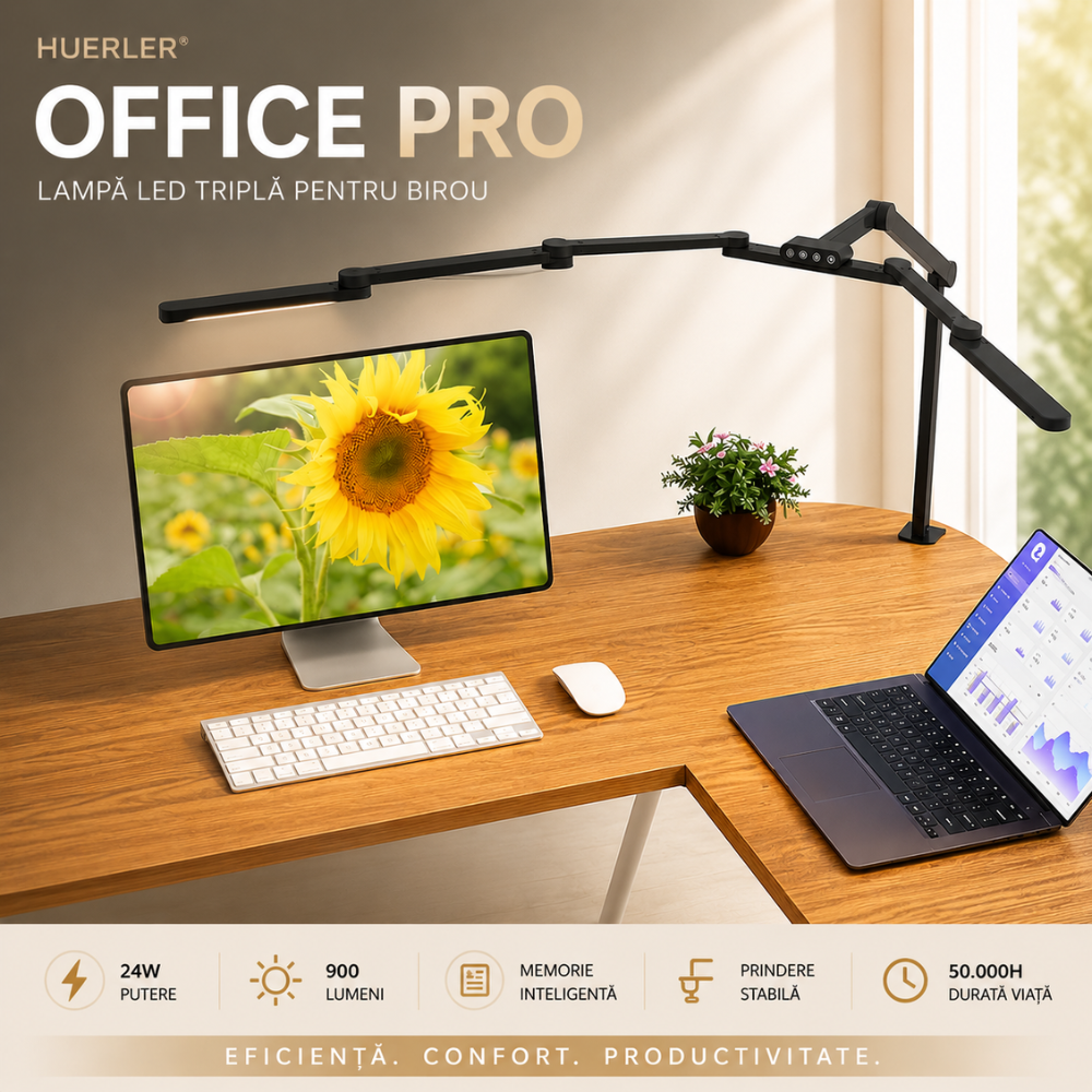 Lampa de birou LED tripla Huerler Office Pro