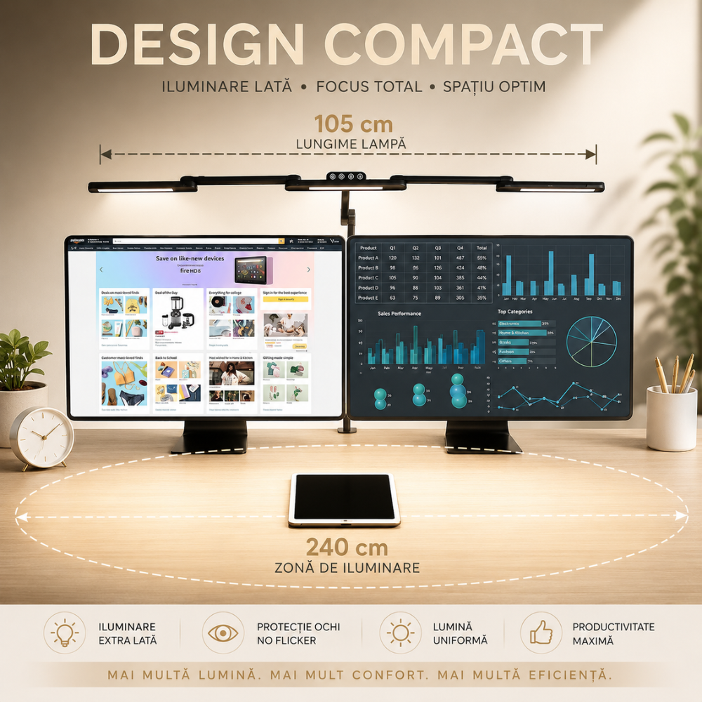 Lampa de birou LED tripla Huerler Office Pro