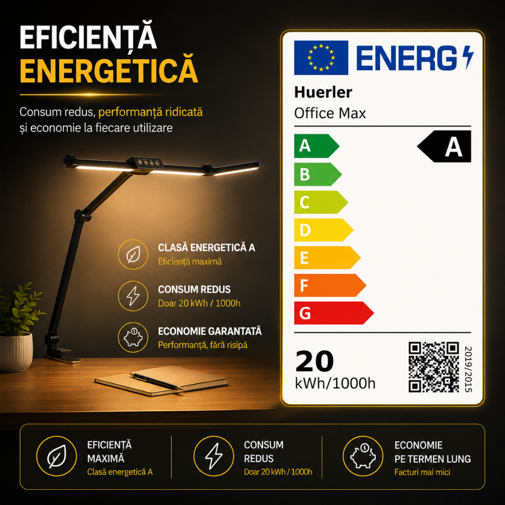 Lampa de birou LED tripla Huerler Office Max