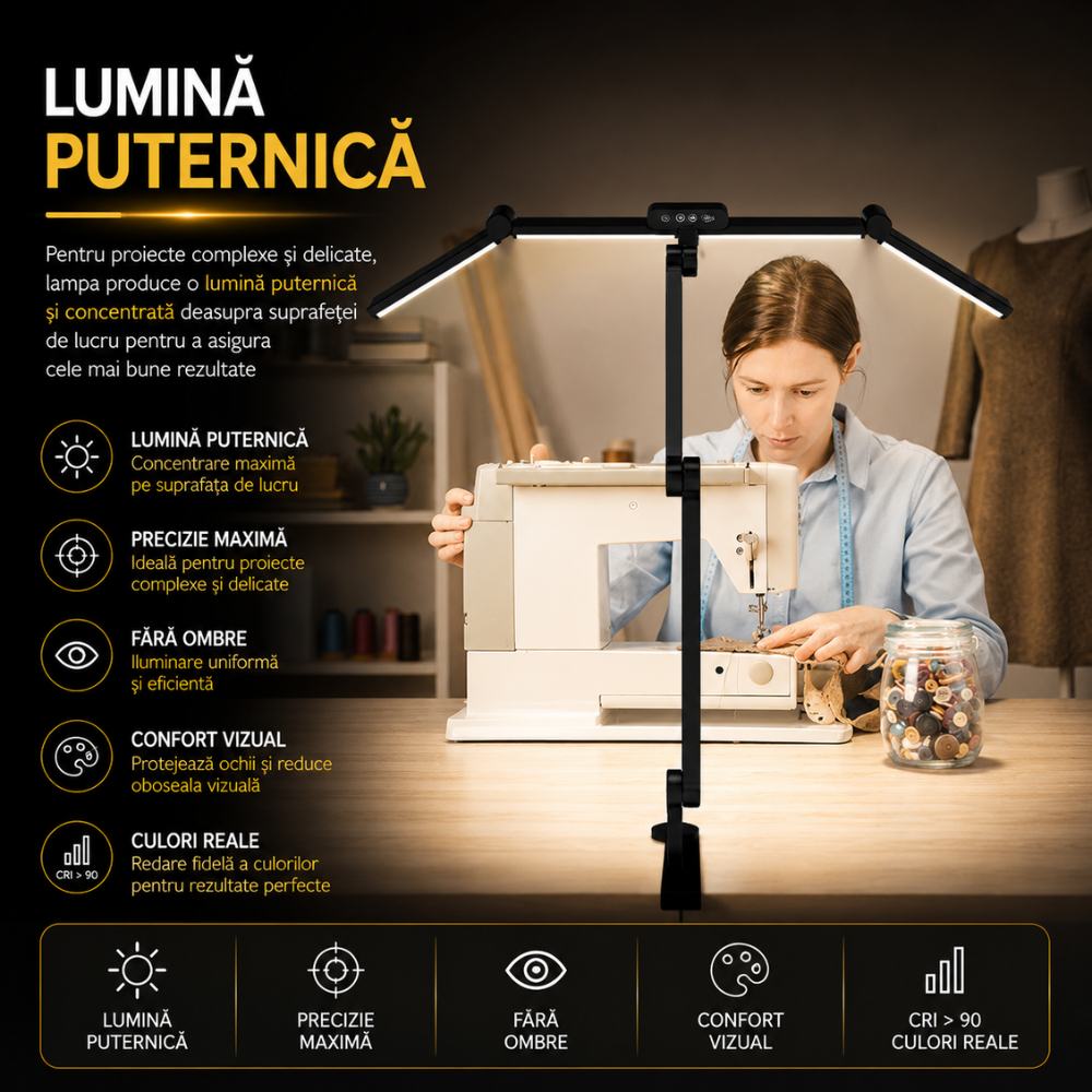 Lampa de birou LED tripla Huerler Office Max